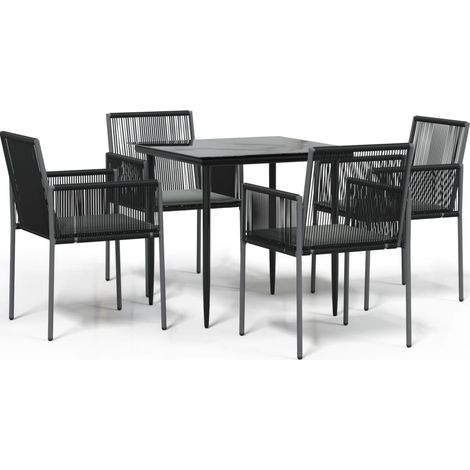 Maison Exclusive - 5-tlg. Garten-Essgruppe mit Kissen Schwarz Pol