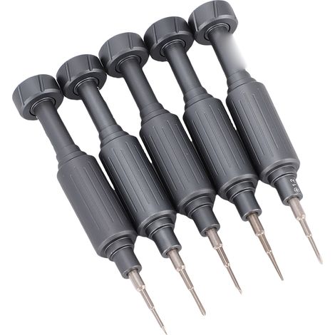 Jeu de 5 tournevis de précision : tournevis en Y de 0,6 mm, Pentalobe de 0,8 mm, PH et T2 de 1,2 mm et 1,5 mm, pour la réparation de montres, appareils photo, ordinateurs portables et téléphones. (1/5)