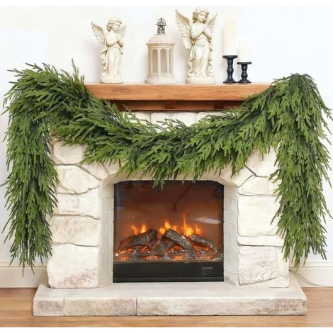 Couronne de Noël artificielle en pin – Convient pour la décoration de table, de fenêtre, de manteau de cheminée, d'escalier (1 pièce) 2,7 m (1/5)