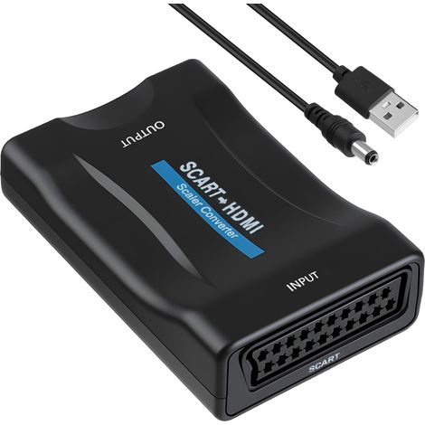 SCART-zu-HDMI-Adapter mit USB-Kabel (720p/1080p), SCART-zu-HDMI-Konverter für Fernseher, Monitore, Projektoren, HD-Audio/Video, SCART-kompatibel mit PS3, DVD, VHS, Xbox, Blu-ray, Plug & Play (1/5)