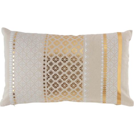 Coussin Déhoussable "Gaya" 30x50cm Beige & Or (1/2)