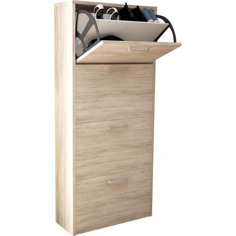 Scarpiera da interno a 4 ante con doppio scomparto in legno Anita -  AntiqueWhite