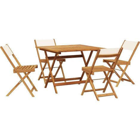 Maison Exclusive - Set Pranzo da Giardino 5pz Crema in Tessuto e Legno Massello