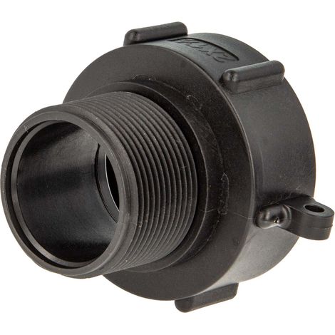 tecuro IBC Adapter Anschlusskappe mit Grobgewinde S60 x 6 und Aussengewinde 1 1/2 Zoll (DN40), HDPE (1/5)