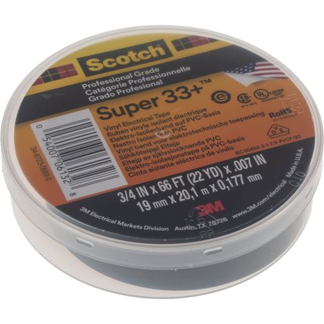 Ruban isolant 3M Scotch Super 33+ en PVC Noir 20m x 19mm x 0.18mm ( Prix pour 1 )