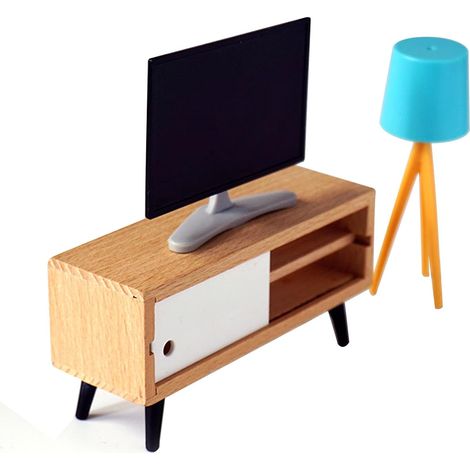 Ensemble de Meuble TV pour Maison de Poupée à L'échelle 1/12 avec (1/5)
