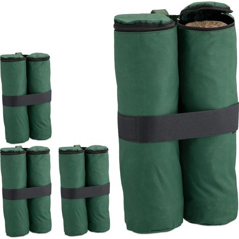Lot de 4, Sac de lestage, Vert Tissu Oxford, à remplir de Sable, Fixation de Tente, Poids, tonnelle, (1/5)