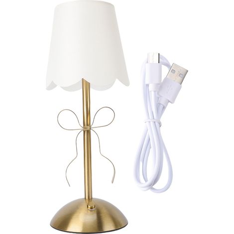 lampe de bureau-Lampe de table câblée/déchargable en métal avec abat-jour en tissu, design arc avec système tactile pour régulation luminosité – pour chambre, salon ou décor (1 unité) (1/5)