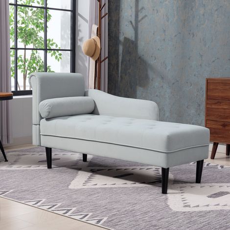 Canapé relax matelassé gris velours, cadre en bois massif avec mousse, dimensions 146x61x82.5 cm (1/5)