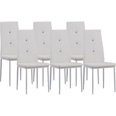 Albatros Esszimmerstühle DIAMOND 6er Set, Weiss - Edler Diamant-Look, Polsterstuhl Kunstleder-Bezug, Modernes Stilvolles Design am Esstisch Küchenstuhl, Stuhl Esszimmer hoher Belastbarkeit