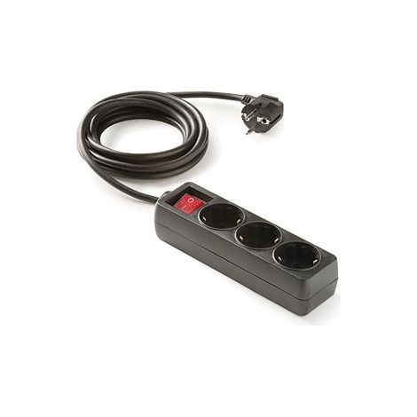 BASE 3 USCITE TT CON INTERRUTTORE A CAVO 1,5M. NERO