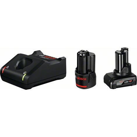 Pack de 2 batteries 12V (2.0Ah + 4.0Ah) – Chargeur rapide GAL 12V-40 – Recharge 80% en 24 min – Compatible outils Bosch Professional (1/10)