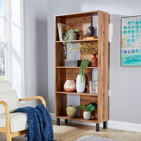 Bookcase 4 Tier Display Cabinet Unit Industrial Metal Home Living Room Furniture (1/5)