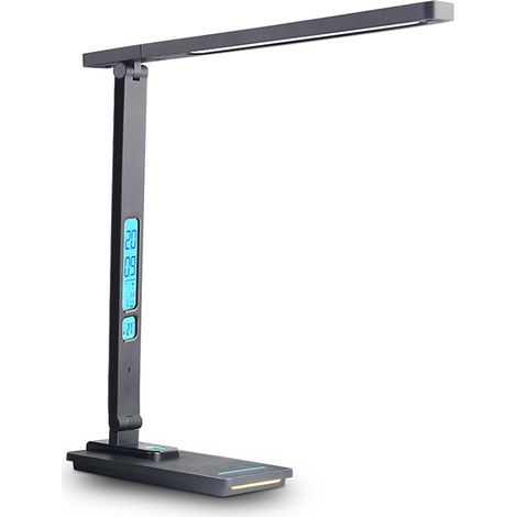 Lampe de Bureau LED avec Chargeur sans Fil & Port USB 5 Couleurs 5 Luminosités Écran LCD (1/5)