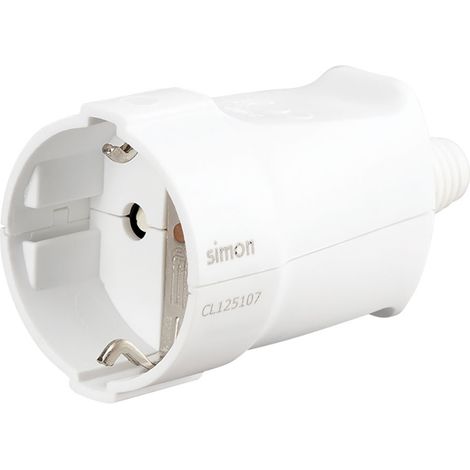 Prise Aérienne Schuko 2 Broches + 16 V Vers 250 V, Blanche, Blister