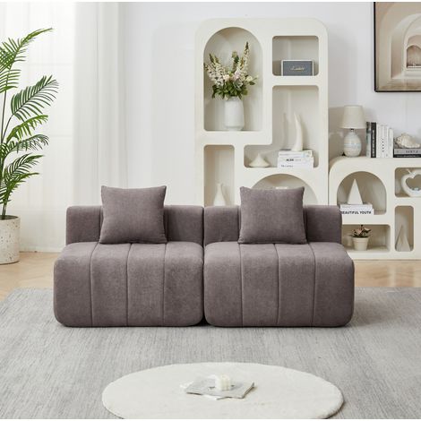 Modulares Chenille-Sofa 165 x 60,9 x 73,6 cm in Grau, montagefrei – MEUBLIV (1/5)