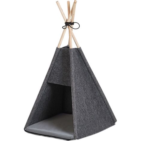 Tienda de campaña cama para animales con almohadilla fieltro gris oscuro 35 x 40 cm Ulubey (1/5)