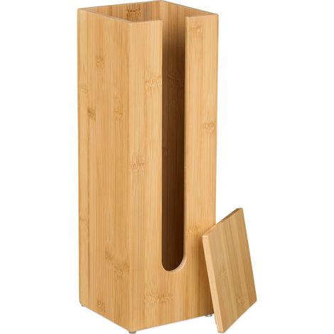 Portarotolo carta igienica 4 rotoli pratico bagno design moderno 26 x 16 x 16 cm in bambù naturale 130015112