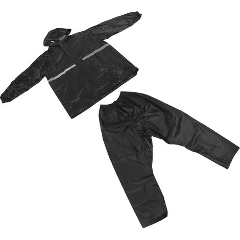 Regenjacke und Regenhose, wasserdichtes Ganzkörper-Regenset, einlagiges Oxford-Gewebe, geeignet für Outdoor-Aktivitäten und Reisen, Schwarz, Größe XXL (1/5)