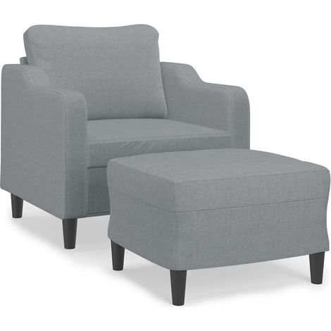 Maison Exclusive - Sessel mit Hocker Hellgrau 60 cm Stoff