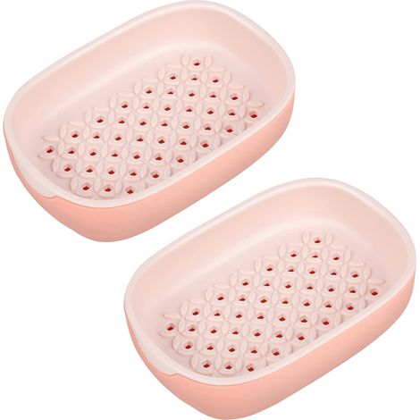 Porte-savon - 2 Niveaux - Sans Couvercle - Antidérapant - En Plastique Écologique - Pour Salle De Bains - 2 Pièces (1/5)