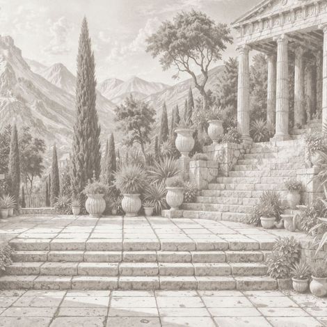 papier peint panoramique paysage italien gris - Komar (1/4)