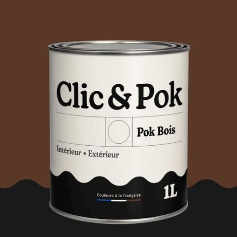 Peinture Bois Extérieur – POK BOIS - 1L - RAL 8011 - Brun noisette- Résistante aux intempéries - Ne s'écaille pas