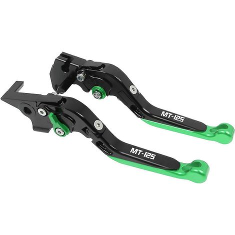 Leviers de frein et d'embrayage réglables, pliables et usinés CNC pour moto Yamaha MT125 (2014-2021) - Poignées extensibles - Vert - 1 (1/5)