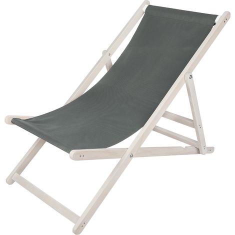 Strandliege Liegestuhl Weiß Gartenliege Klappbar Sonnenliege Holz Strandstuhl Balkonliege Terrasse Freizeitliege Campingliege Holzliege - Anthrazit (1/5)