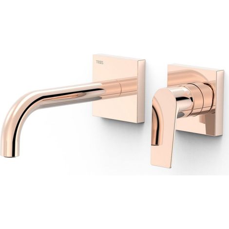 TRES 21130001OP PROJECT-TRES Grifo Monomando Empotrado Para Lavabo Oro Rosa 24K - ref: 21130001OP (1/2)