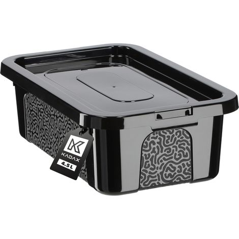 KADAX rechteckige Aufbewahrungsbox mit Deckel, stapelbare Lagerbox, Kunststoff, platzsparende Lagerb