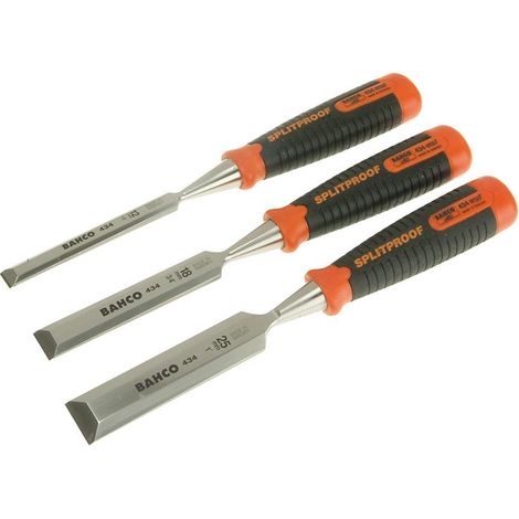 Bahco 434 Bevel Edge Wood Chisel Set, 3-Piece (12 mm, 18 mm, 25 mm)