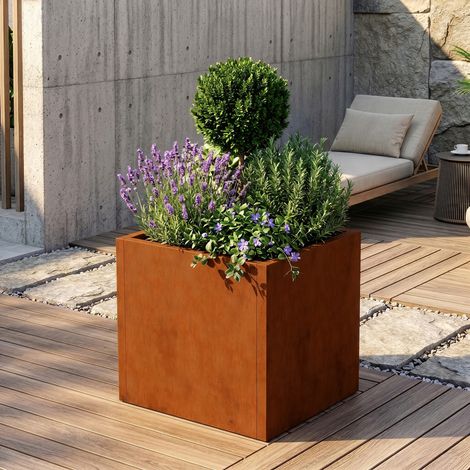 Fioriera Vaargel in Acciaio Corten Portafiori 60x60x60 cm - Marrone Ossidato casa.pro