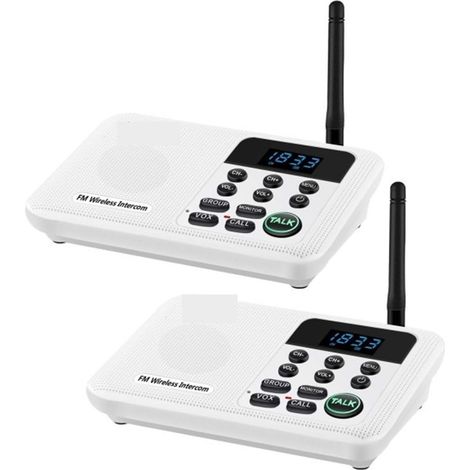 Interphones sans Fil FM à 22 canaux Accueil Maison Bureaux d'affaires Appel de Chambre à Chambre & Système Parlant Longue portée de 1 Mille(2 Unit Black) (1/5)