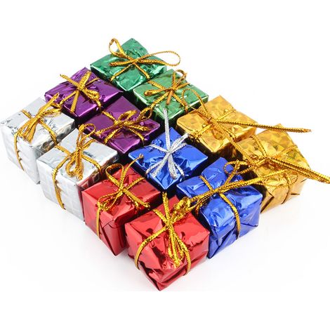 Set mit 12 mehrfarbigen Weihnachtsbaum-Geschenkboxen, Hängedekorationen, Partyschmuck, Baumgirlande (1/5)