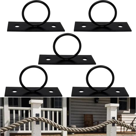 Lot de 5 Supports de Corde, Anneau Support en Acier Inoxydable pour Jute Main Courante, Corde d'Escalier, Décoratif pour Clôture, Crochets Muraux et Plafond
