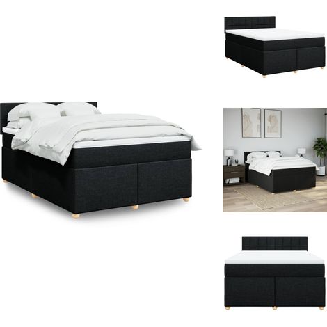 Boxspringbett mit Matratze Schwarz 160x200 cm Stoff - Boxspringbett - Boxspringbetten - Bett - Schlafzimmermöbel (1/5)