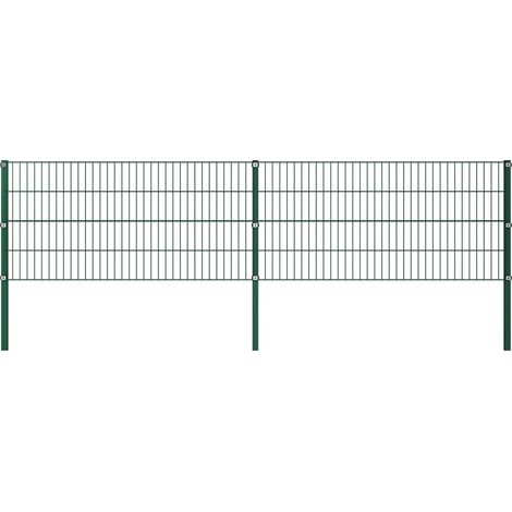Panneau de clôture avec poteaux, Clôture de jardin, Barrière de jardin Fer 3,4 x 0,8 m Vert MAE6559 (1/5)