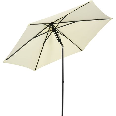 Easycomfort Ombrellone da Giardino 2.7x2.5 m, in Poliestere e Metallo con Tettuccio Inclinabile, Beige Nero (1/5)