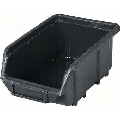 1 x Eco M Negro apilables Cajas de almacenamiento caja de plástico 155x240x125