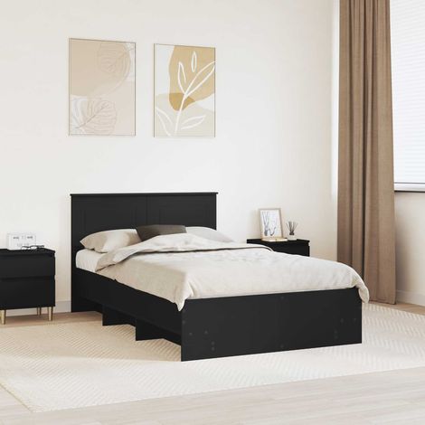 Bettrahmen mit Kopfteil Schwarz 120 x 123 cm Holzwerkstoff (1/5)