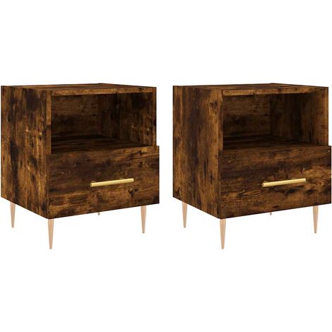 Maison Exclusive - Nachttische 2 Stk. Räuchereiche 40x35x47,5 cm