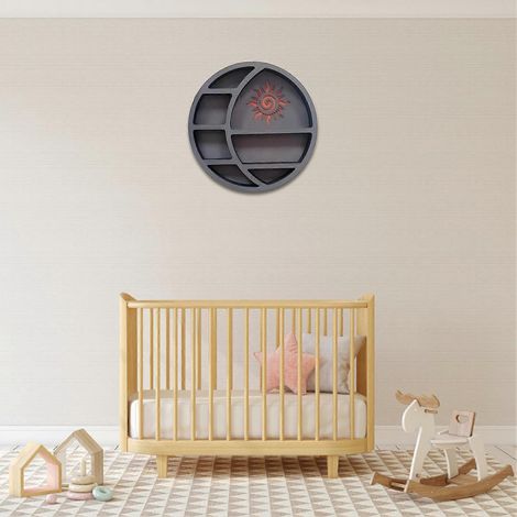 Étagères flottantes en forme de lune, étagères en cristal en forme de croissant, huiles essentielles, rideaux phases de la lune, montage facile, espace de rangement, style rustique (1/5)