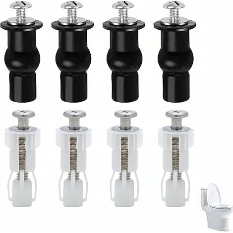 8 Nylon Toilet Seat Hinge Screws Fixing Screws for Toilet Seat with Stainless Steel Hinges for Toilet Seat with Toilet Cover Hole Fixing 14 to 17 mm (1/5)