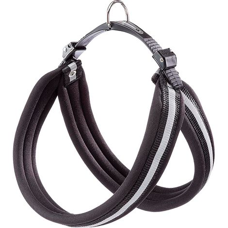 Ferplast AGILA REFLEX 5-9 Pettorina ergonomica ad alta visibilità per cani con chiusura microregolazione. Vari colori e misure. . Variante 7 - Misure: A=B 63-71 cm 25 mm - Nero