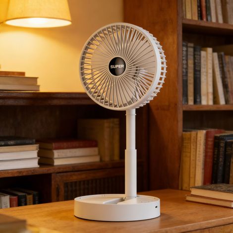 Ventilateur portable pliable 17 cm – Rechargeable USB 1200 mAh – 3 vitesses – Angle réglable 180° – Pour bureau et camping