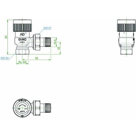 Oventrop – Tête thermostatique équerre F 1/2' – Gamme AV9 – Réglage précis avec clé plate 13 – Silencieuse pour confort d'utilisation