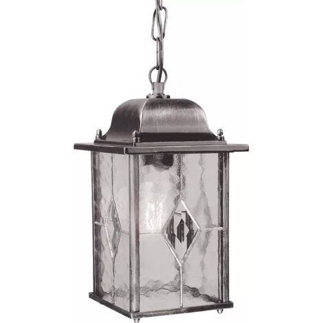 Elstead Wexford - Lanterna a Catena da Soffitto per Esterno 1 Luce Nero Argento IP43, E27 (1/5)