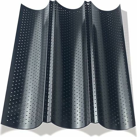 Perforierte Backform für 3 Baguettes – Gleichmäßiges Backen – Knusprige Kruste – Spülmaschinengeeignet. Maße: 38 x 24,5 x 2,4 cm (1/5)