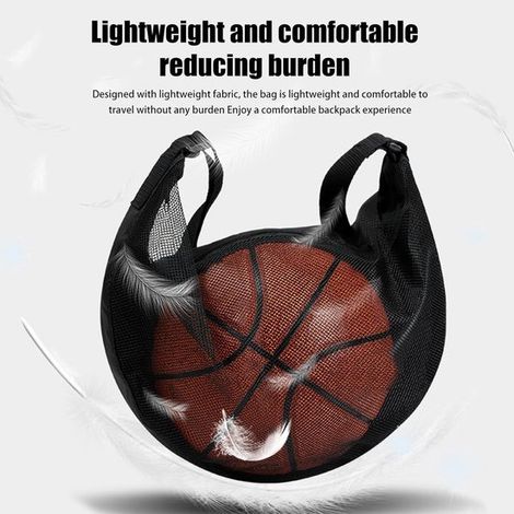 Ballaufbewahrungstasche aus Netzgewebe mit Reißverschluss und verstellbarem Gurt, ideal für Basketball, Volleyball, Fußball und Rugby. (1/4)